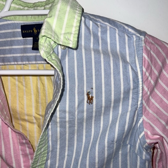 Ralph Lauren Kids' Cotton Oxford Fun Shirtdress In White Multi - Picture 6 of 13